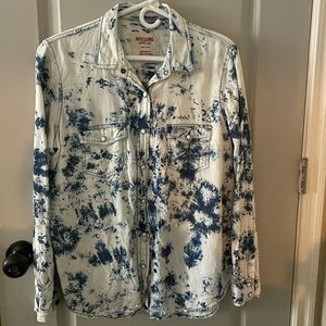 Bleached denim pearl snap jacket